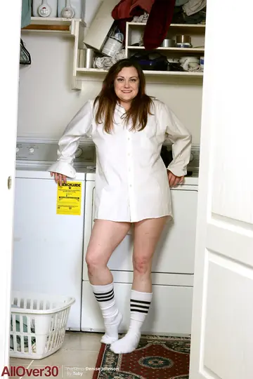 Busty Hairy MILF in Socks Spreads Her Legs Wide