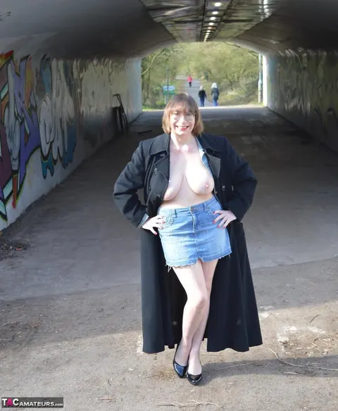 Mature Blonde in a Skirt Flashes and Fucks Outdoors – photo 1 of 16