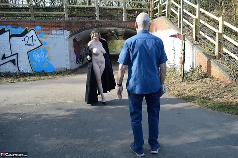 Mature Blonde in a Skirt Flashes and Fucks Outdoors – photo 16 of 16
