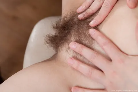 Alice Bright: Brunette with Small Natural Tits Rubs Her Hairy Bush – photo 8 of 21