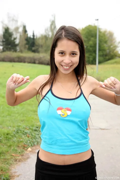 Slim European Brunette Blows and Fucks a Stranger Outdoors – photo 1 of 21