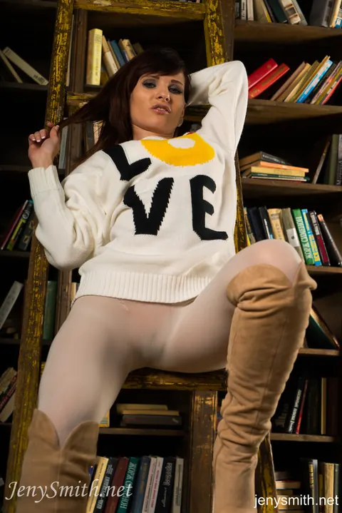 Jeny Smith: Redhead MILF Strips Out of Her Sweater and Pantyhose – photo 7 of 15