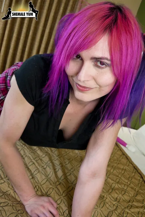 Busty Trans Woman Poses in a Skirt and High Heels – photo 4 of 16