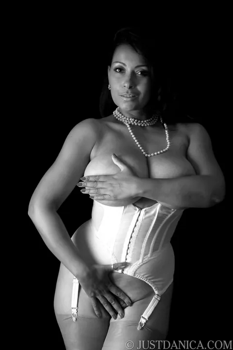 Danica Collins: Busty Ebony MILF Spreads Her Hairy Pussy in Lingerie – photo 20 of 20