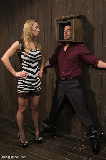 Tanya Tate – Blonde MILF with Enhanced Tits and Tattoos Dominates Bound Man on Train