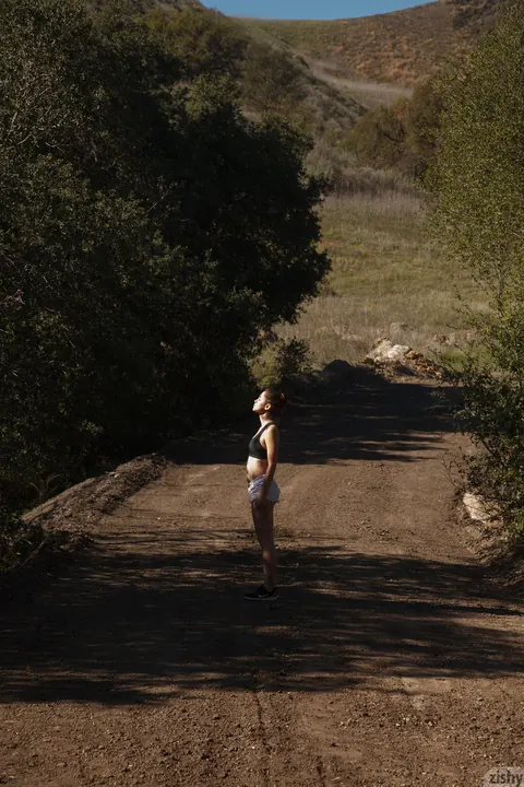 Christine Ash: Petite Brunette PAWG Strips Off Her Shorts While Hiking – photo 1 of 13