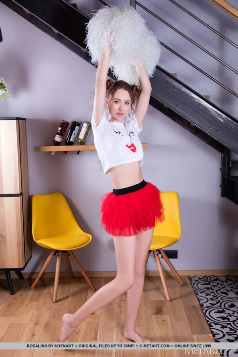 Skinny Brunette Strips Off Her Cheer Outfit and Spreads Her Slit – photo 3 of 18