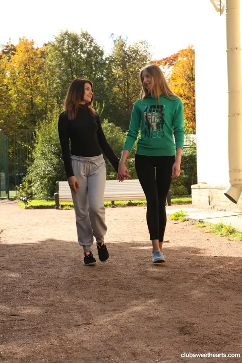 Nikol B & Nimfa: Skinny Blondes in Socks Have Public Group Sex – photo 2 of 21