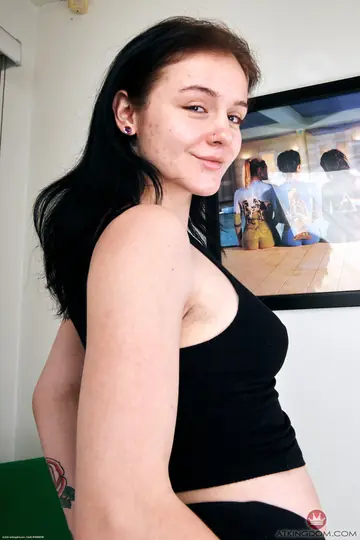 Slim Brunette PAWG in Lingerie Strips and Spreads Her Big Ass