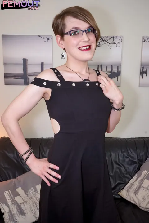 Trans Woman Slides Her Dress Off and Stands Bare – photo 1 of 16