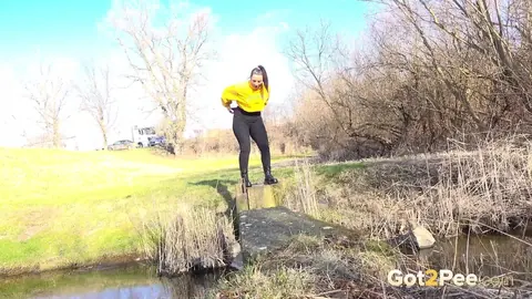 Nicoletta Noirett: Czech Brunette in Boots Spreads Her Pussy Outdoors Near a Pond – photo 14 of 15