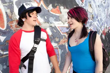 Azure Maddox – Redhead Gives a Blowjob to a Truant Officer and Another Man Outdoors