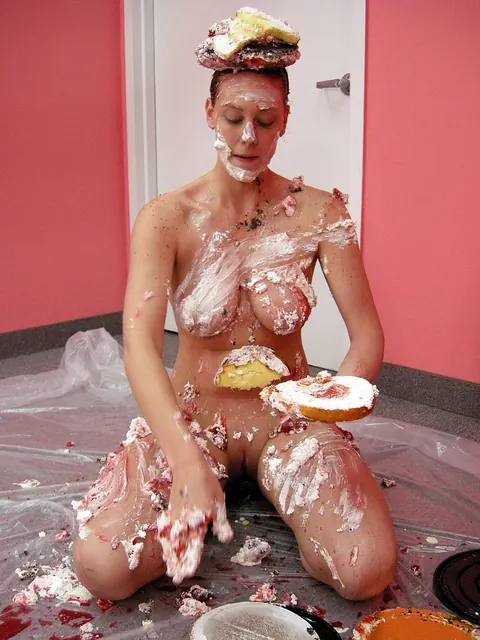Redhead MILF Smears Cake on Her Big Tits – photo 16 of 21