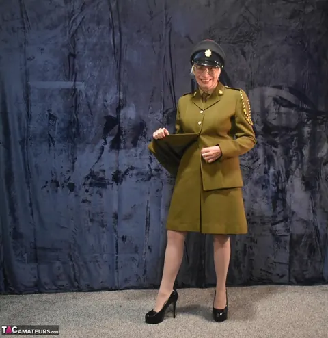 British MILF Strips Out of Her Military Uniform and Lingerie – photo 7 of 16