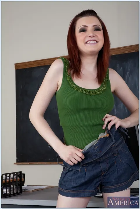 Marina Blue: Busty Redhead Strips Off Her Panties and Spreads Her Shaved Pussy Wide – photo 1 of 20