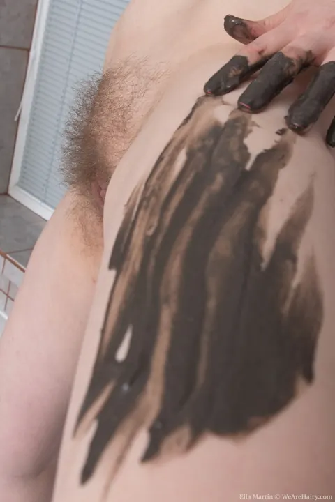Ella Nickles: Brunette with Natural Tits and Hairy Pussy Poses in the Bathroom – photo 10 of 18