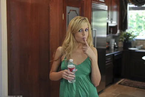 Darcy Tyler: Blonde in a Skirt and Panties Plays with a Dildo – photo 12 of 21