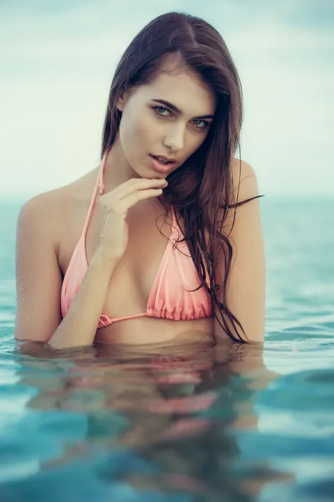 Katrine Pirs: Brunette Strips Off Her Bikini Outdoors and Shows Her Small Natural Tits – photo 1 of 17
