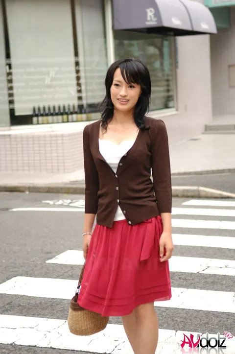Mio Kanna: Japanese Brunette Shows Her Natural Tits in a Skirt and Heels – photo 14 of 15