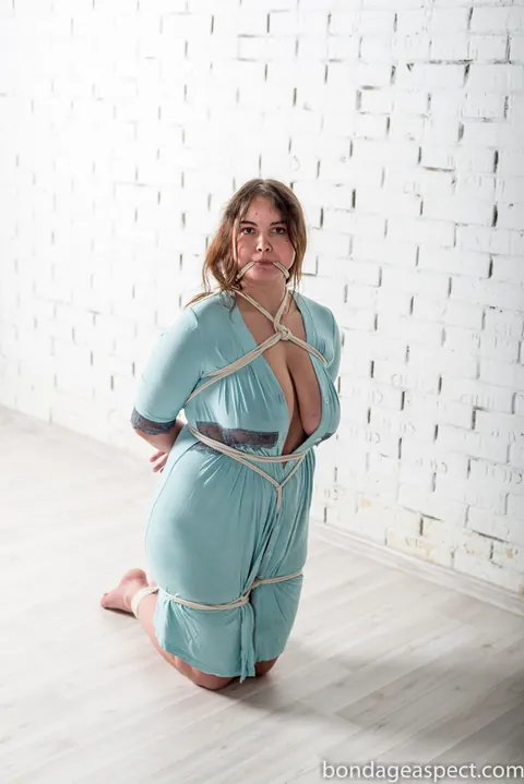 BBW Bound and Gagged in a Dress Shows Her Bare Feet – photo 7 of 12
