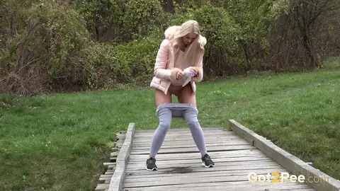 Katy Sky: Tall European Blonde Spreads Her Pussy Outdoors – photo 12 of 15