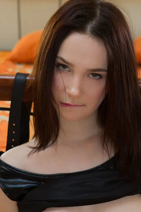 Brunette Undresses and Fingers Herself Standing – photo 19 of 21