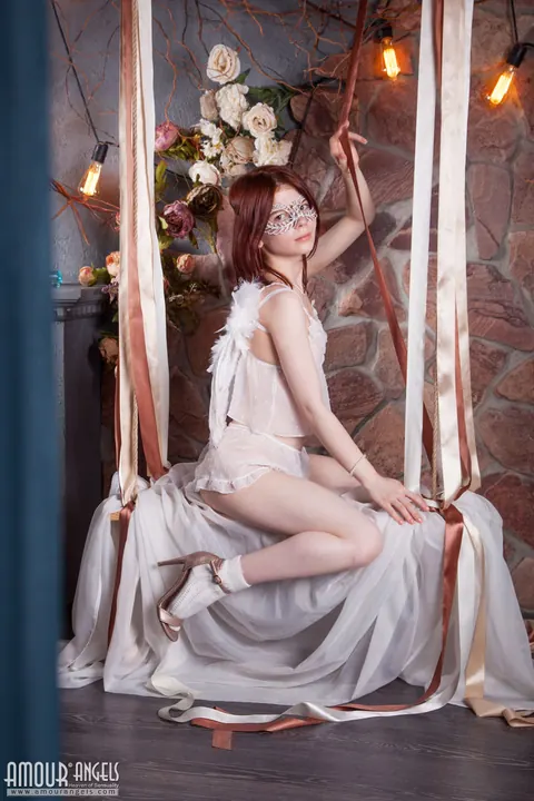 Slim Redhead Spreads Her Hairy Pussy in See-Through Lingerie and Socks – photo 4 of 20