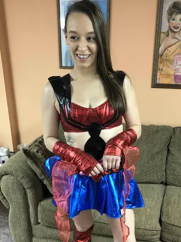 Brunette with Small Natural Tits and Tattoo Undresses and Fingers Her Pussy