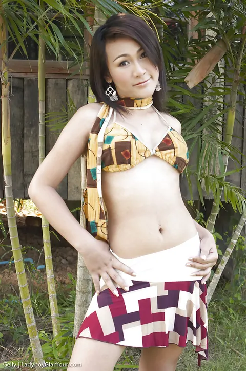 Thai Trans Woman Poses in a Bikini Outdoors Then Strips Nude – photo 1 of 16