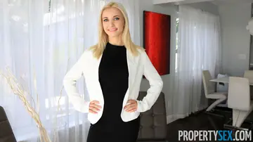 Jade Amber – Thick Blonde in Lingerie and a Skirt Gives a Blowjob