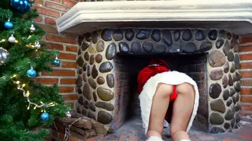 Blonde in Glasses Sucks and Fucks for Christmas Creampie and Cum on Clothes