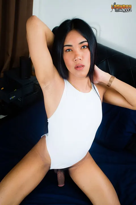Hairy Asian Trans Woman in a Bikini Fingers and Spreads – photo 7 of 16