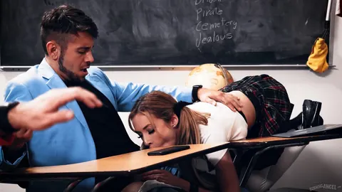 Aiden Ashley: Brunette in Uniform and Stockings Gets Fucked by Her Teacher – photo 5 of 15