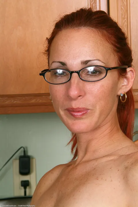 Thick Redhead MILF Strips and Spreads Her Pussy in the Kitchen – photo 14 of 20