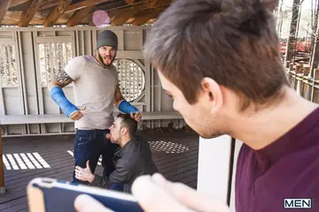 Three Men in a Gay Threesome Suck and Fuck