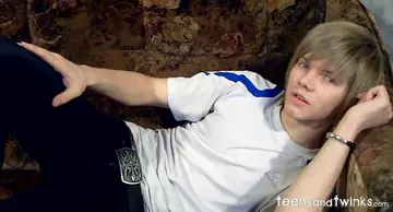 Blonde Twink Strokes His Cock to Cum Finish
