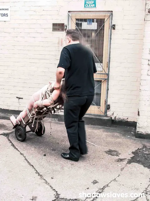 BBW Brunette Poses in Bondage Restraints Outdoors – photo 15 of 21