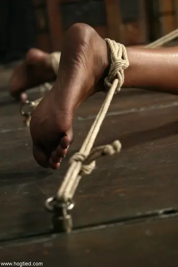 Stacey Cash – Petite Ebony MILF in Bondage Spreads Her Pussy