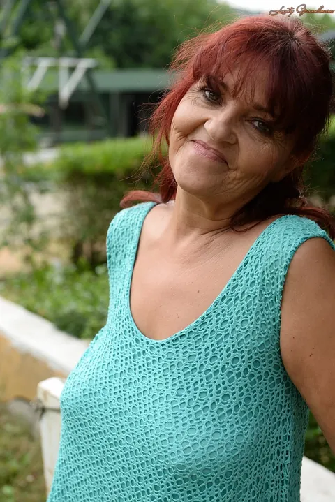 Mature Curvy Redhead Lifts Her Dress Outdoors – photo 8 of 16
