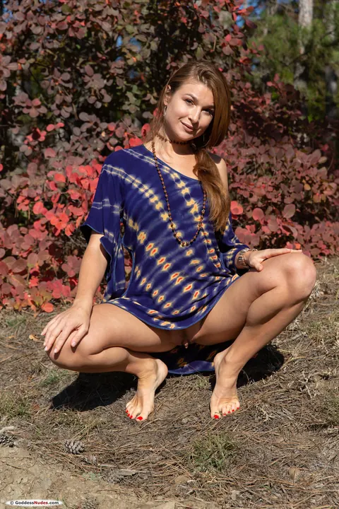 Aphrodesia: Brunette with Small Natural Tits and Tattoo Poses Nude Outdoors – photo 2 of 21
