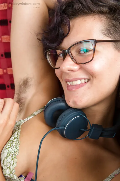 Short-Haired Hairy Woman Pulls Panties Aside and Shows Armpits – photo 8 of 16