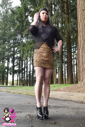 Trans Woman Poses Nude Outdoors and Strokes Her Cock