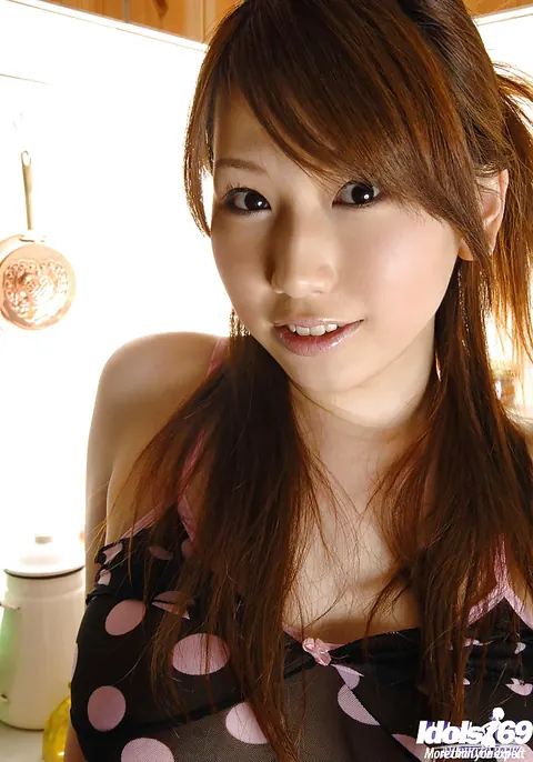 Ai Sayama: Asian Brunette Strips and Spreads Her Pussy in the Kitchen – photo 2 of 15