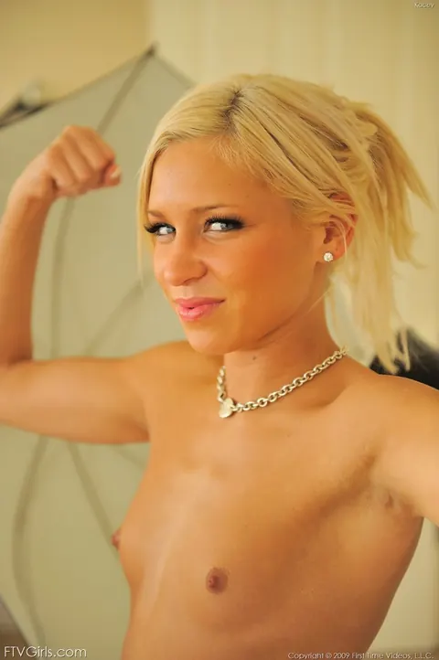 Kacey Jordan: Slim Blonde in Lingerie Slides a Glass Toy Deep – photo 5 of 15