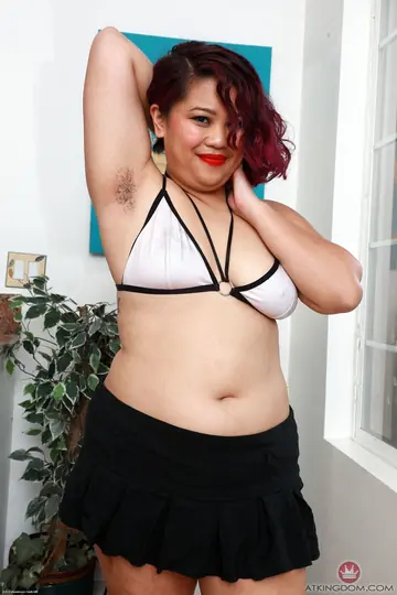Curvy Asian Latina in a Bikini Fingers Deep