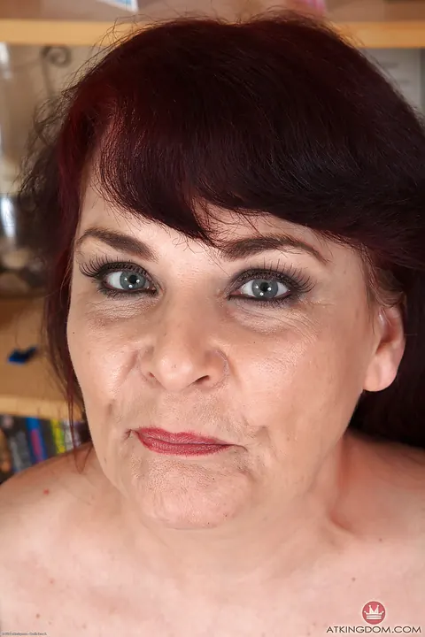 Christina X: Redhead MILF in Lingerie Pulls Panties Aside to Spread Her Hairy Pussy – photo 1 of 16