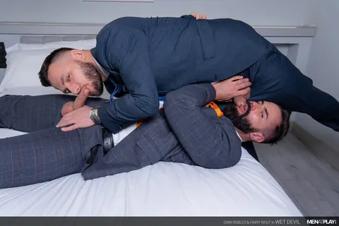 Two Hairy Men Fuck Standing Up and End with a Facial – photo 10 of 21