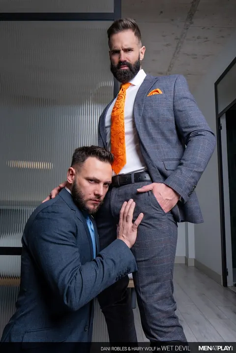 Two Hairy Men Fuck Standing Up and End with a Facial – photo 4 of 21