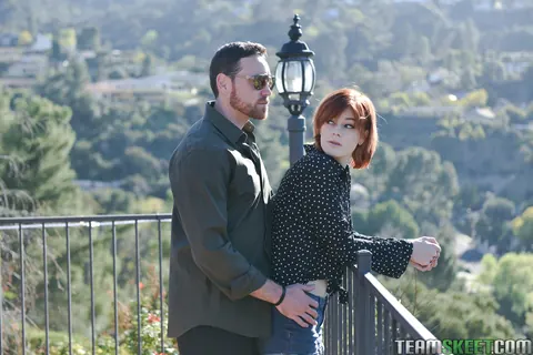 Redhead Sucks Cock and Gets Fucked Doggy Outdoors – photo 5 of 20