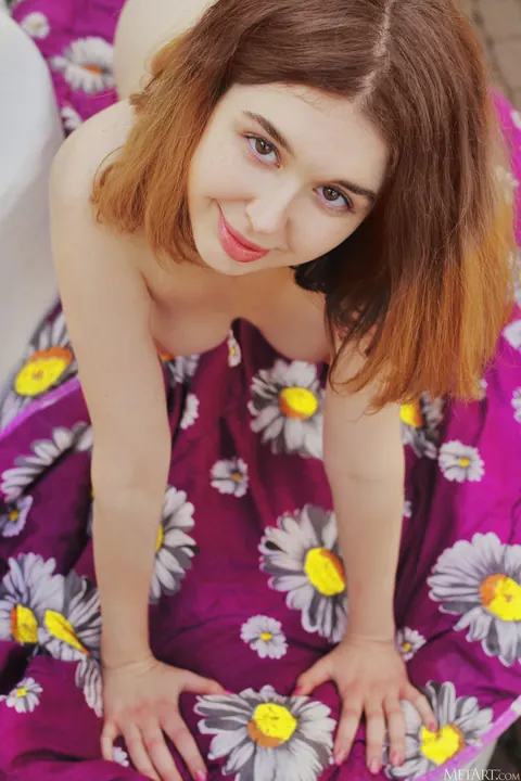 Thick Busty Redhead Spreads Her Hairy Pussy Outdoors – photo 12 of 21